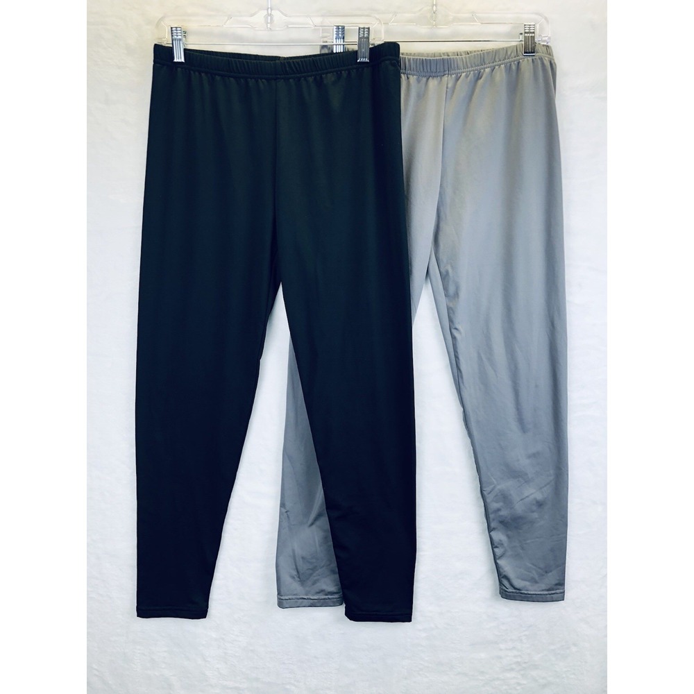 2x Thermajane Long Johns Women's L Thermal Underwear Base Layer Lot Black & Gray
